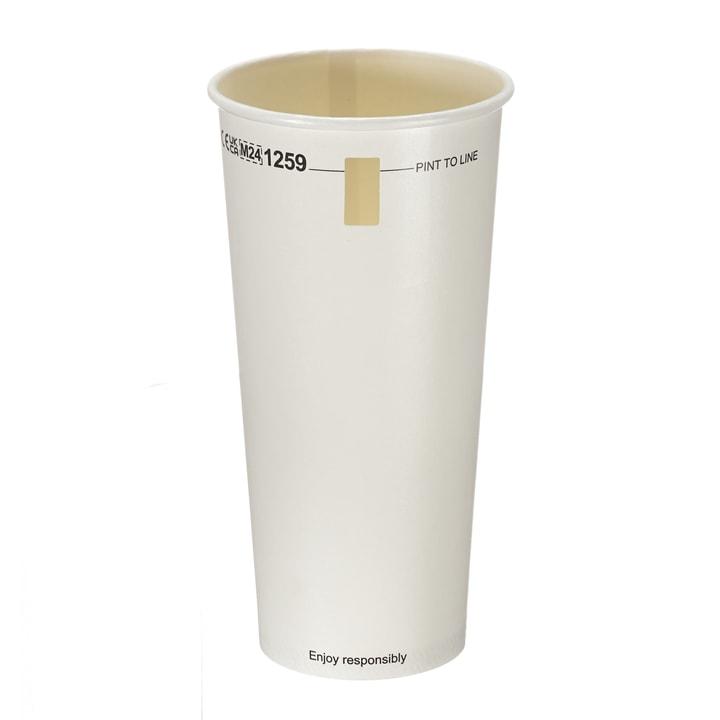 Pint To Line (568ml) White Paper Tumbler with Window (Aqueous Lined)