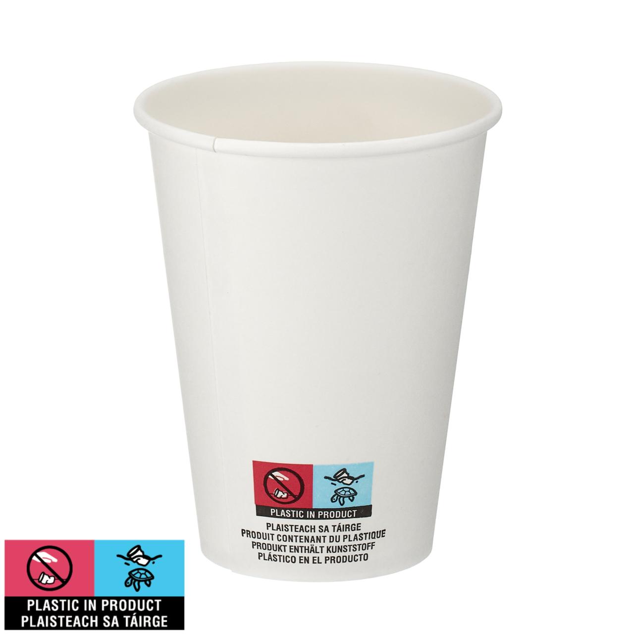 12oz White Single Wall Hot Cup (PE Lined)