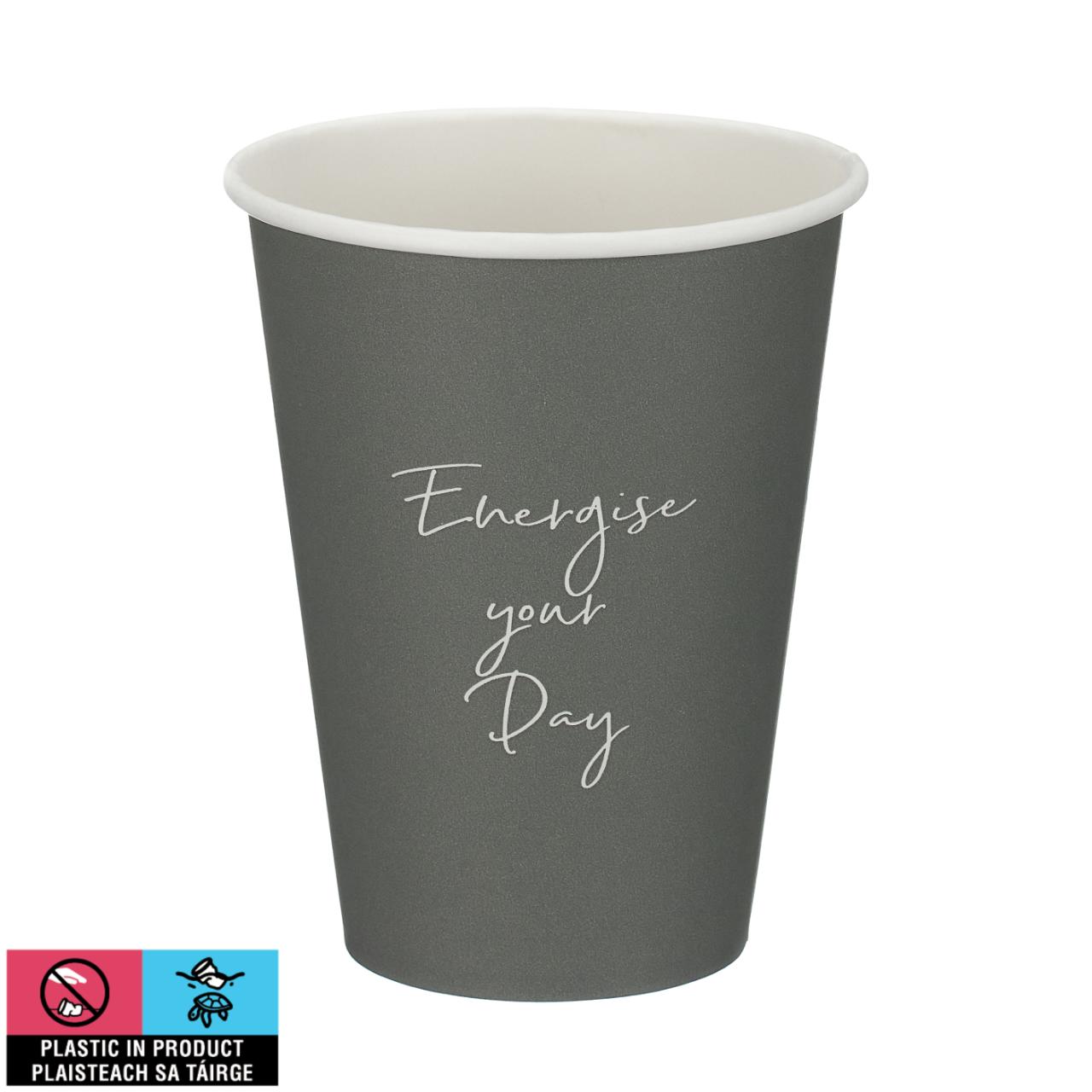 12oz Grey Single Wall Hot Cup (PE Lined)