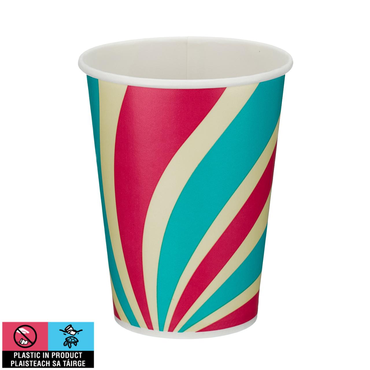 12oz Patterned Single Wall Paper Cold Cup (PE Lined)