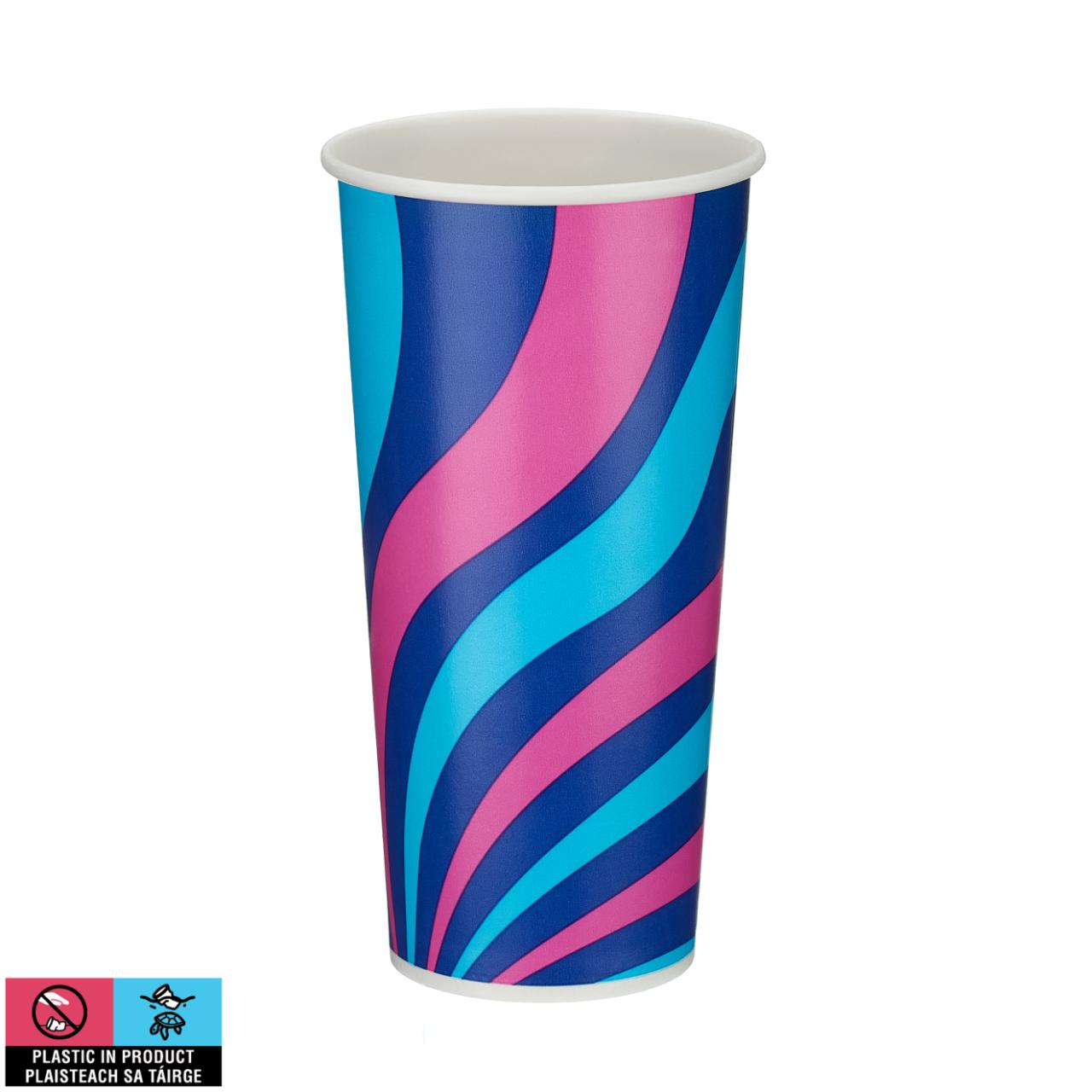 22oz Patterned Single Wall Paper Cold Cup (PE Lined)