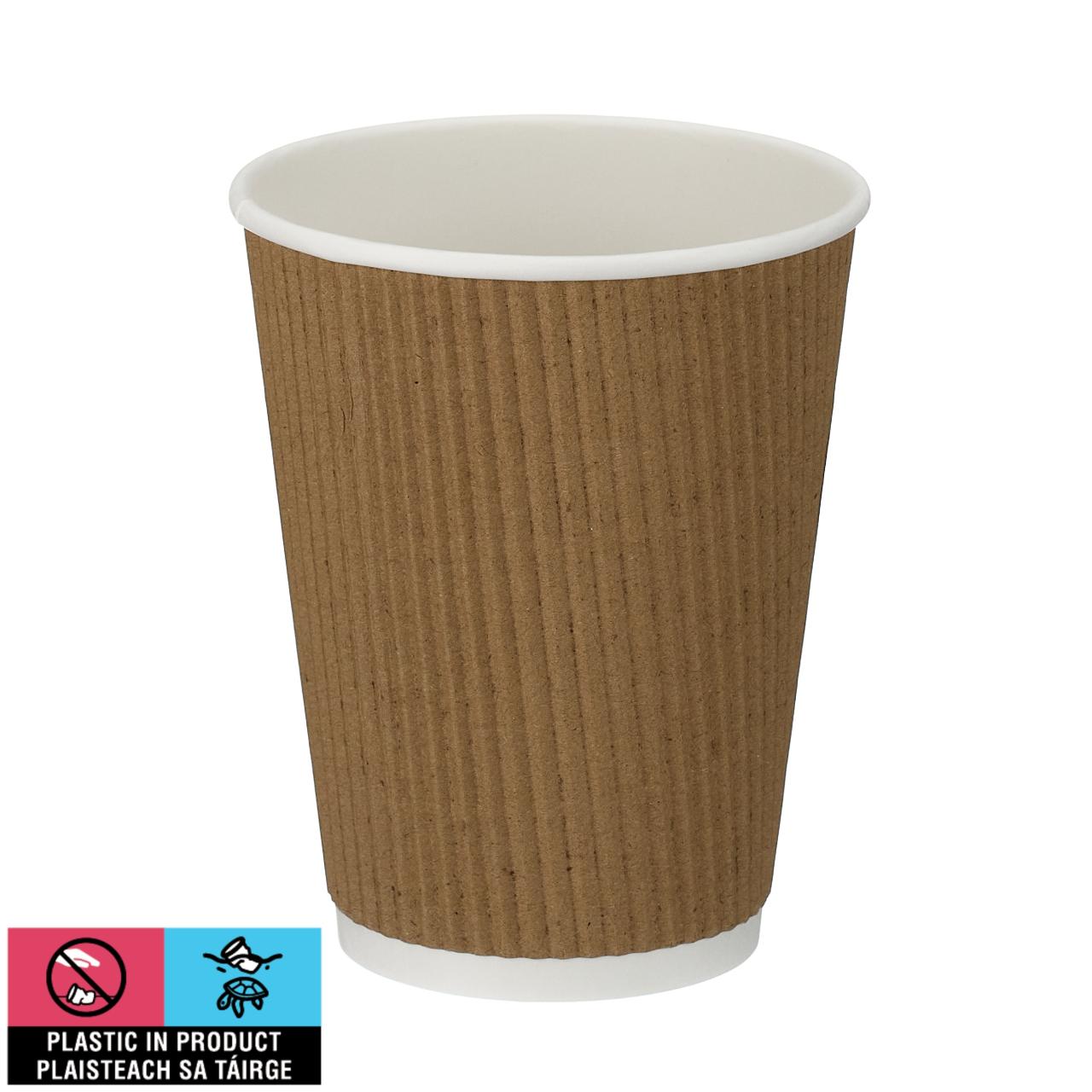 12oz Tall Kraft Ripple Wall Hot Cup (PE Lined)