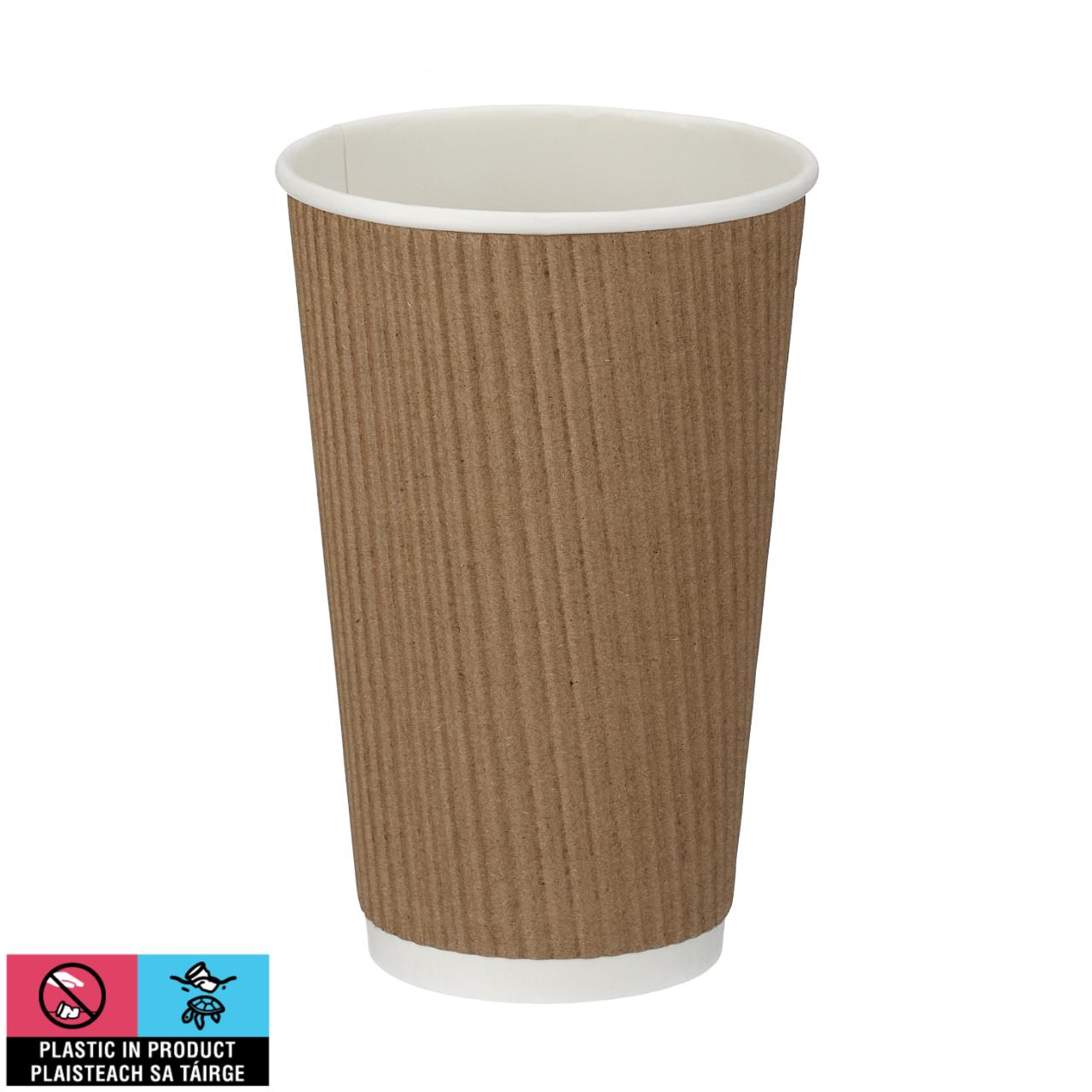 16oz Kraft Ripple Wall Hot Cup (PE Lined)