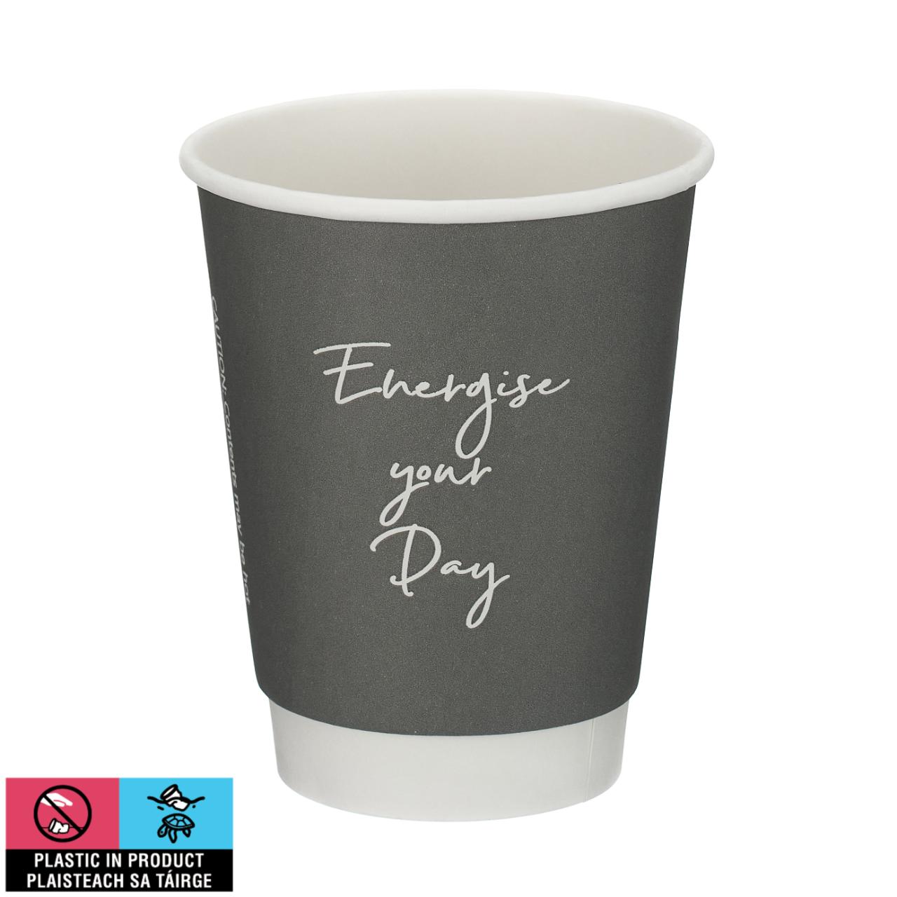 12oz Grey Double Wall Hot Cup (PE Lined)