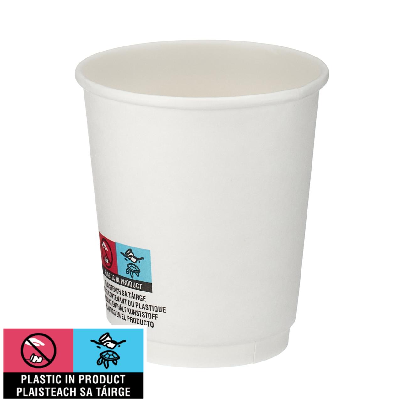 8oz White Double Wall Hot Cup (PE Lined)