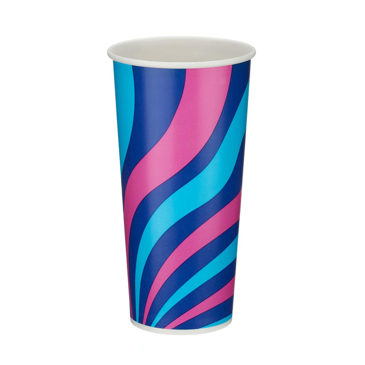 22oz Patterned Single Wall Paper Cold Cup (PE Lined)