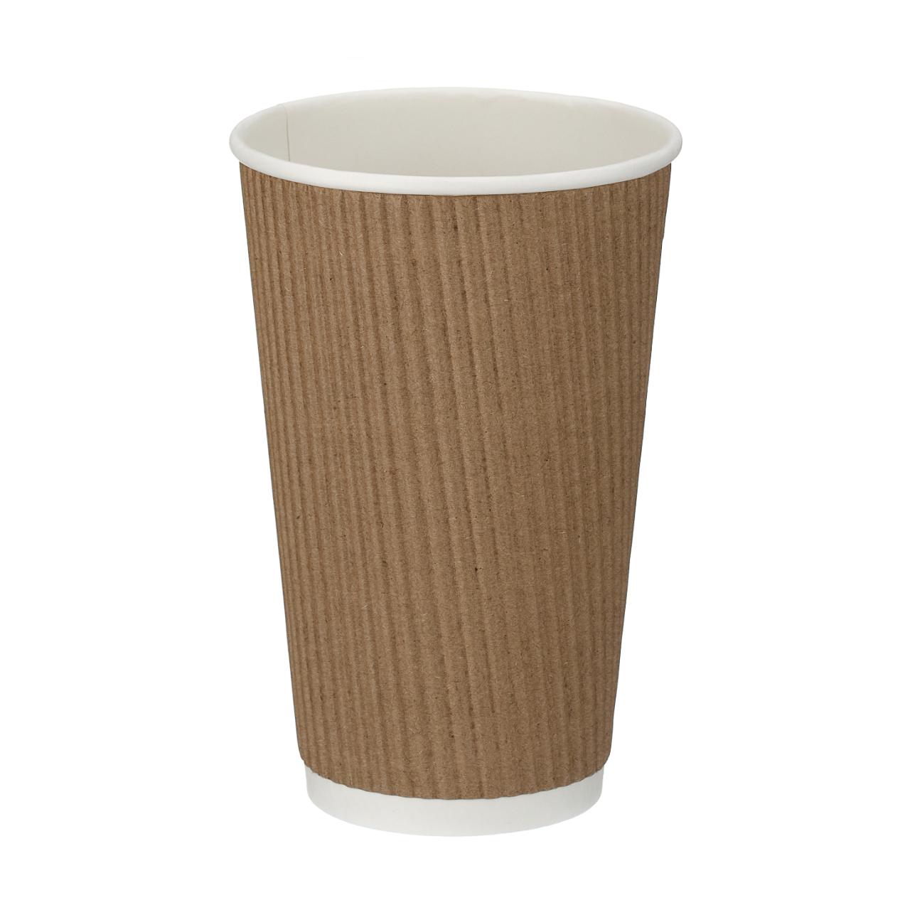 16oz Kraft Ripple Wall Hot Cup (PE Lined)