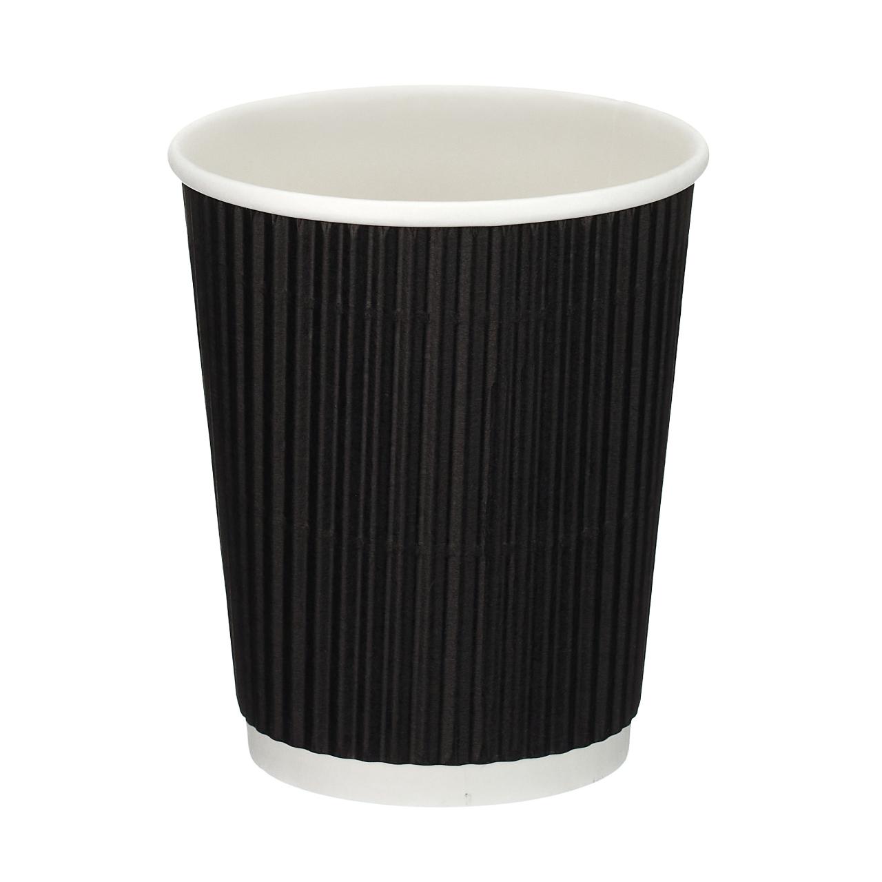 8oz Black Ripple Wall Hot Cup (PE Lined)