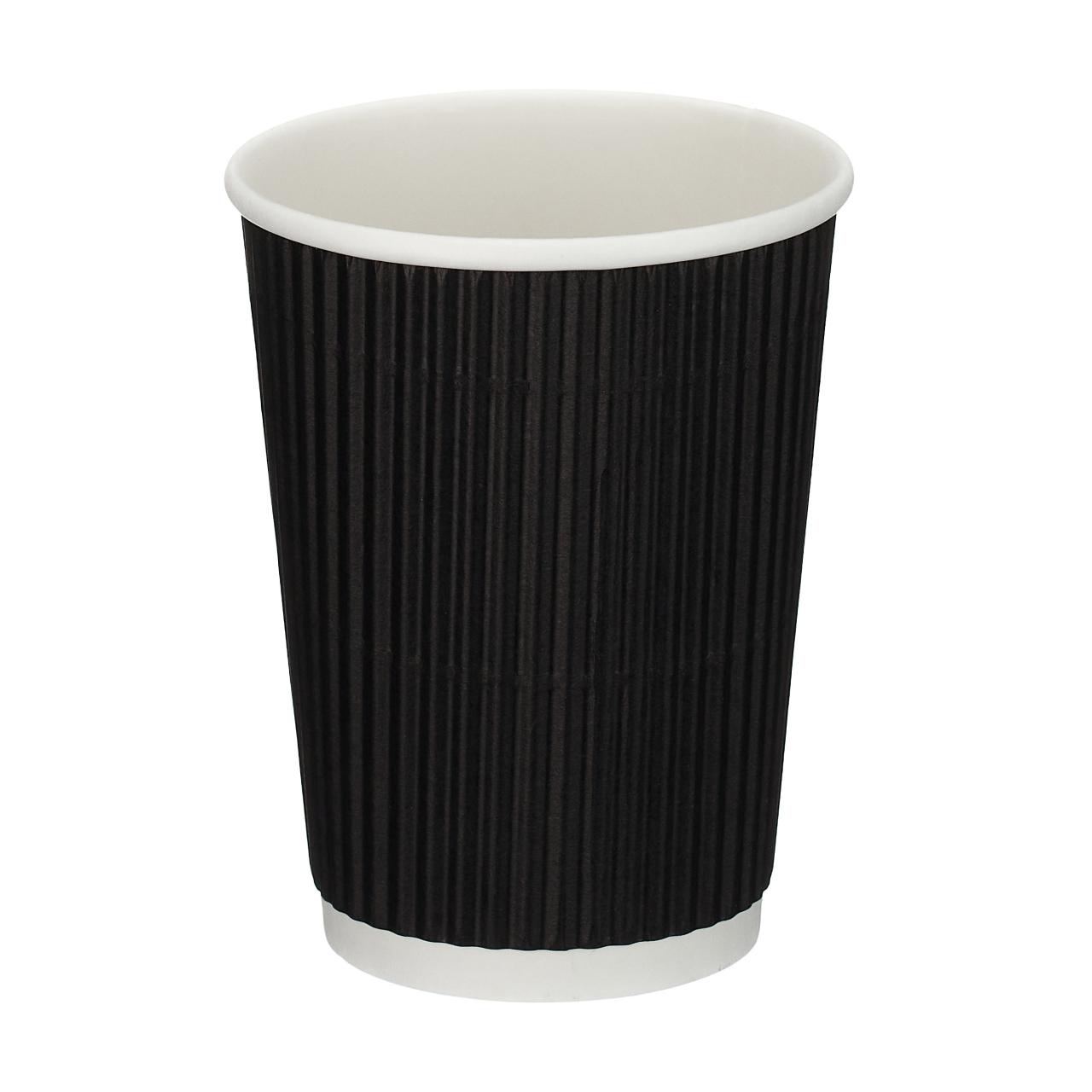 12oz Tall Black Ripple Wall Hot Cup (PE Lined)