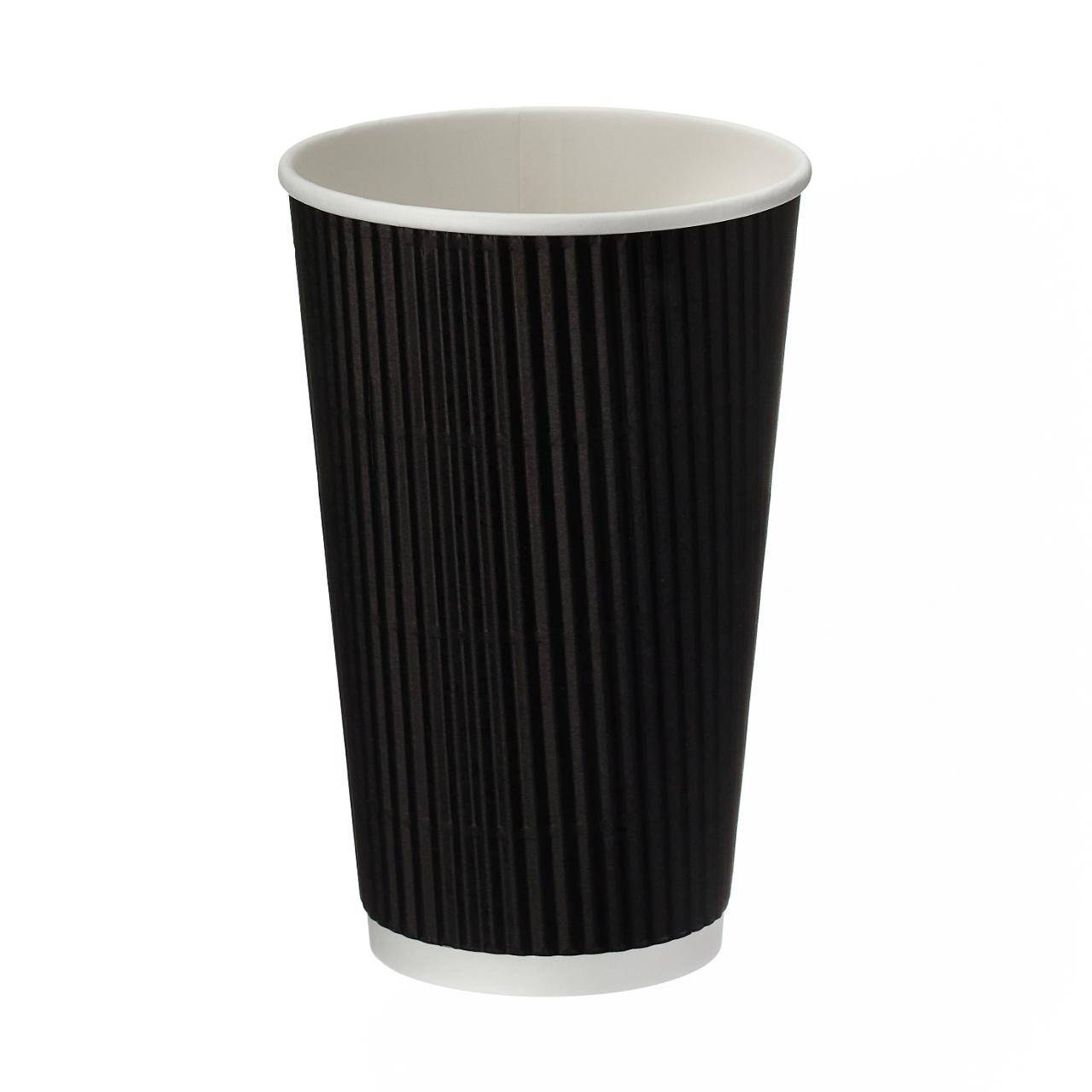 16oz Black Ripple Wall Hot Cup (PE Lined)