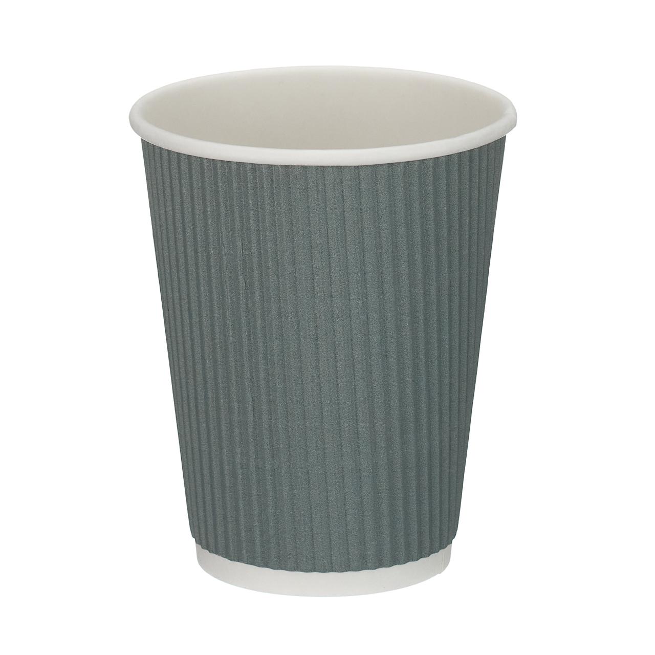 12oz Grey Ripple Wall Hot Cup (PE Lined)