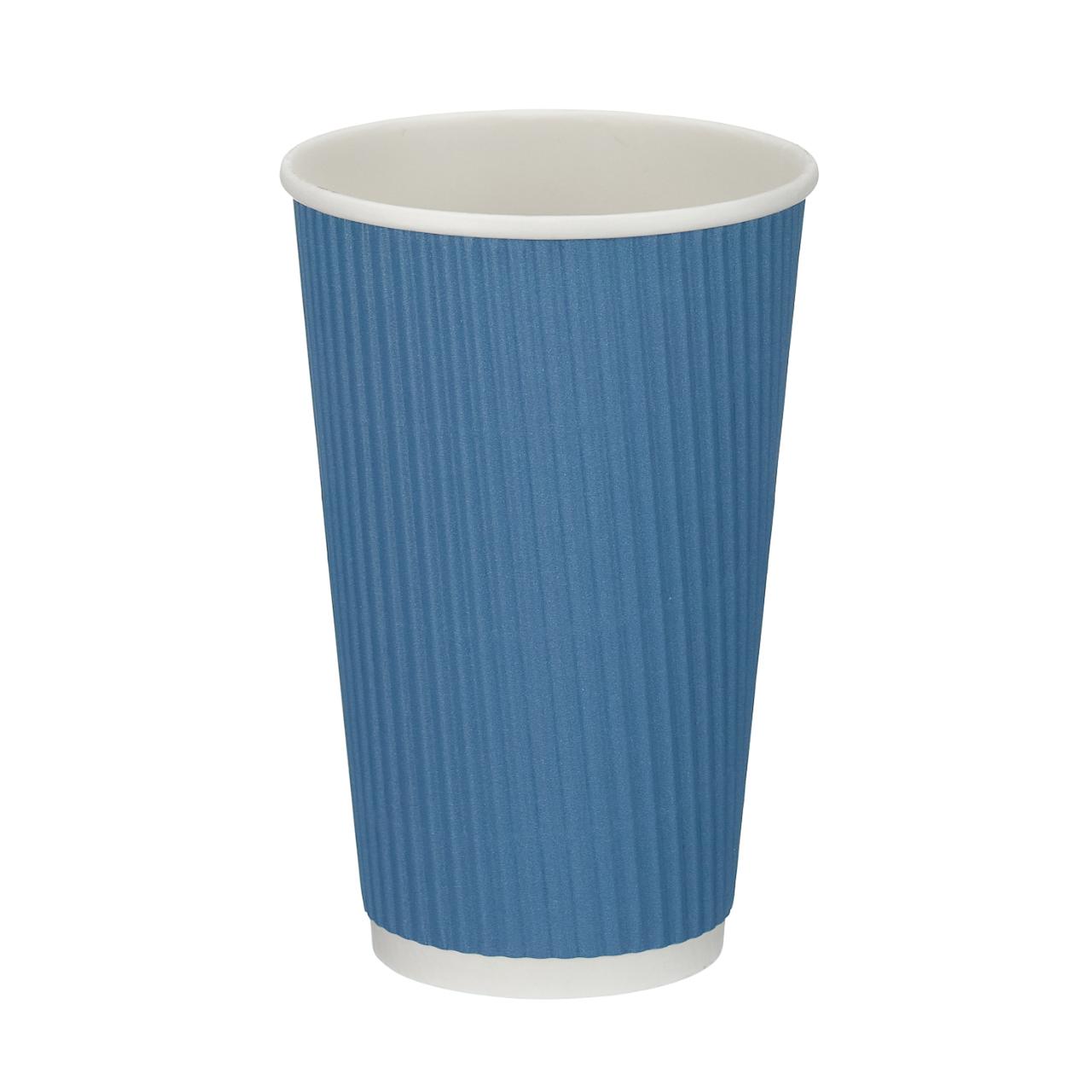 16oz Blue Ripple Wall Hot Cup (PE Lined)