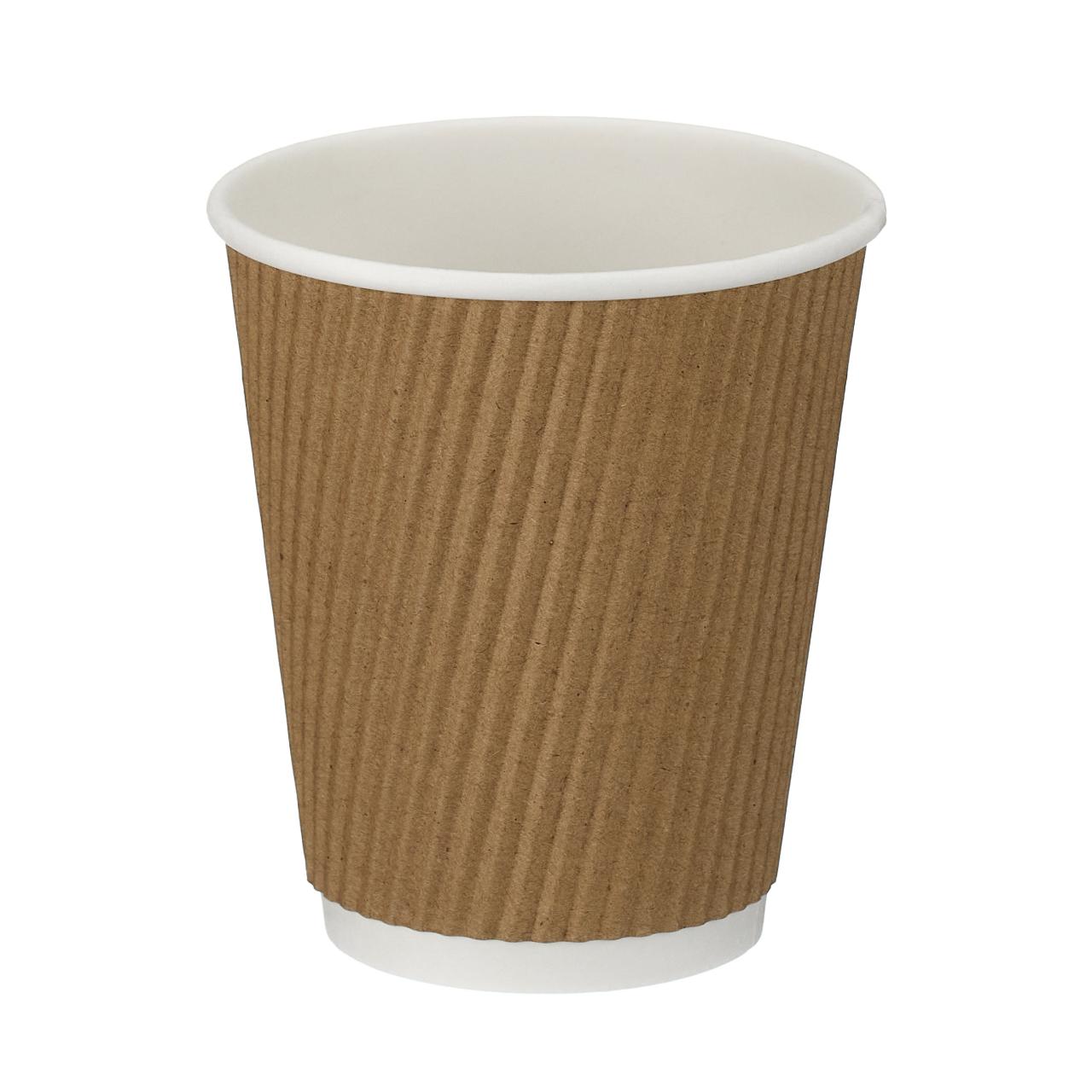 12oz Squat Kraft Ripple Wall Hot Cup (PE Lined)