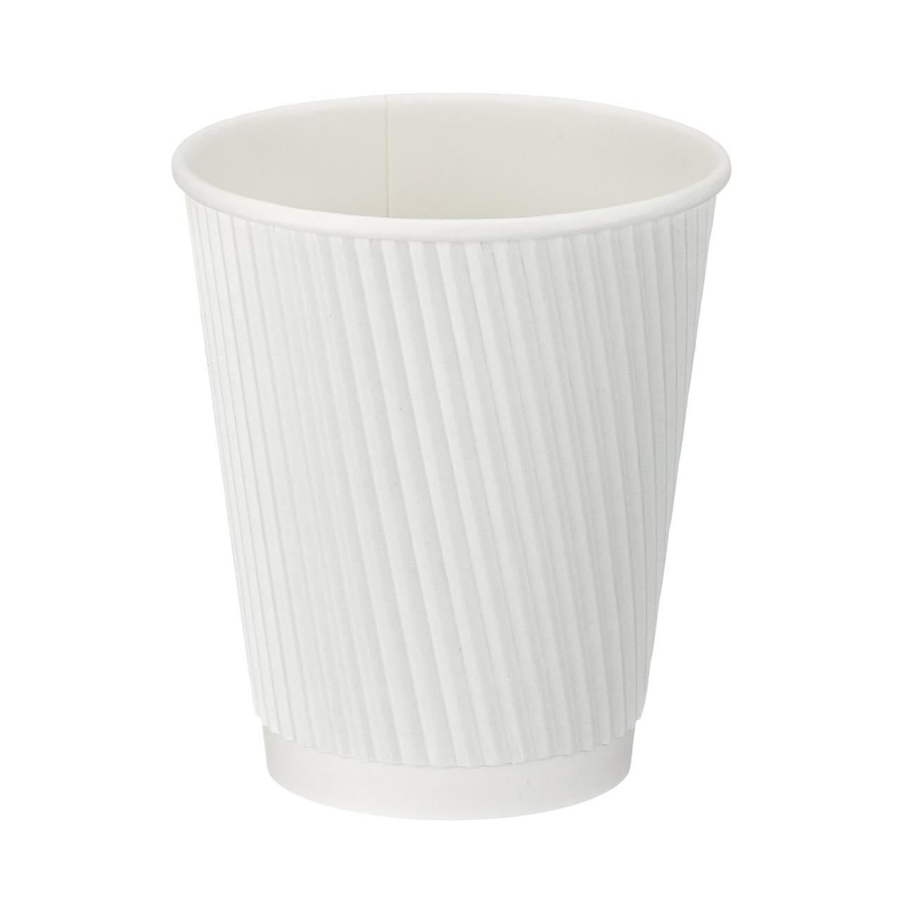 12oz Squat White Ripple Wall Hot Cup (PE Lined)