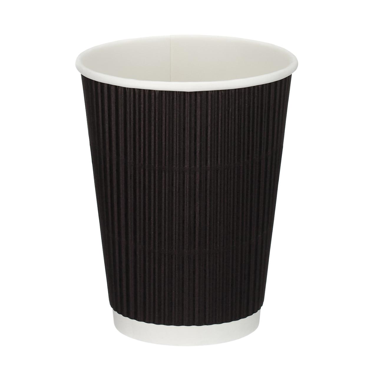 12oz Squat Black Ripple Wall Hot Cup (PE Lined)