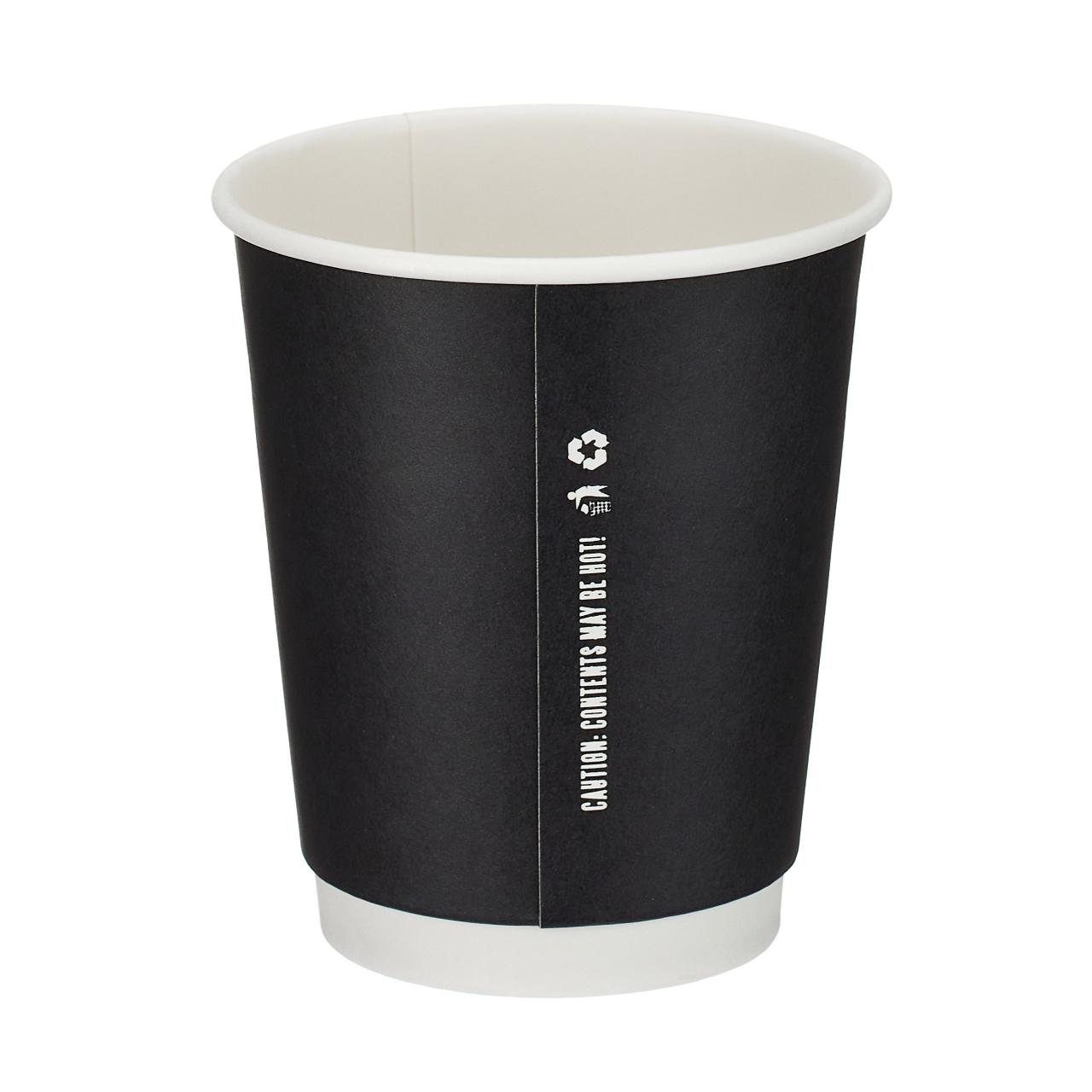 8oz Black Double Wall Hot Cup (PE Lined)