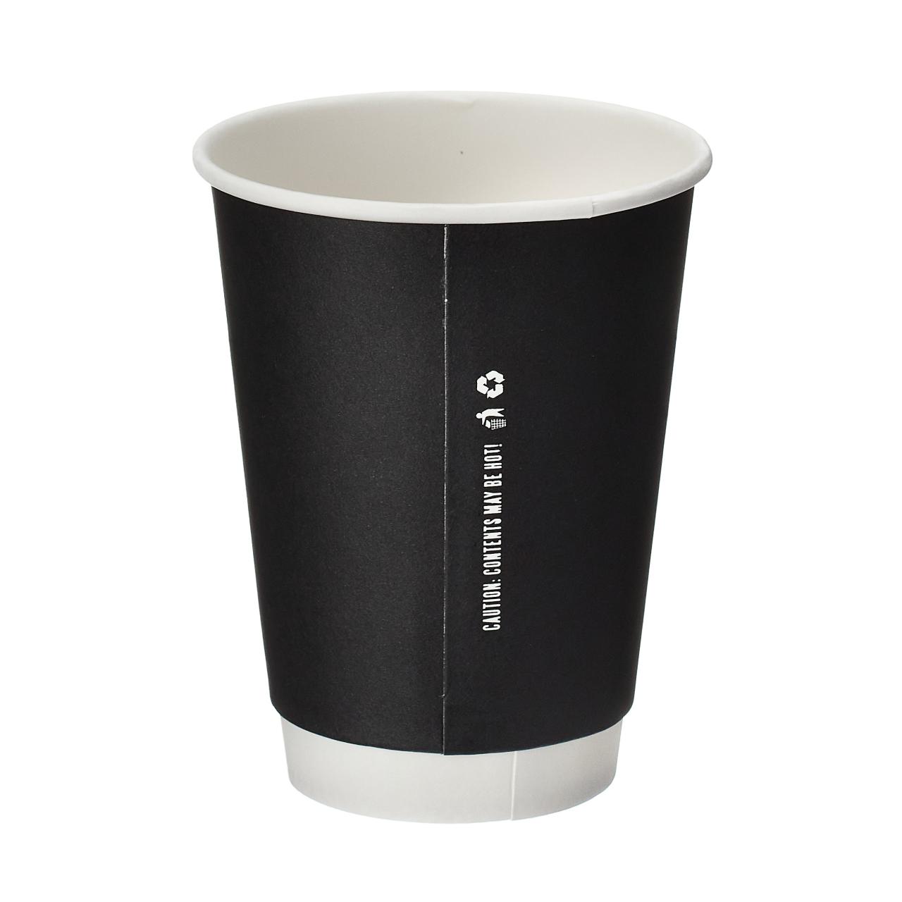 12oz Black Double Wall Hot Cup (PE Lined)