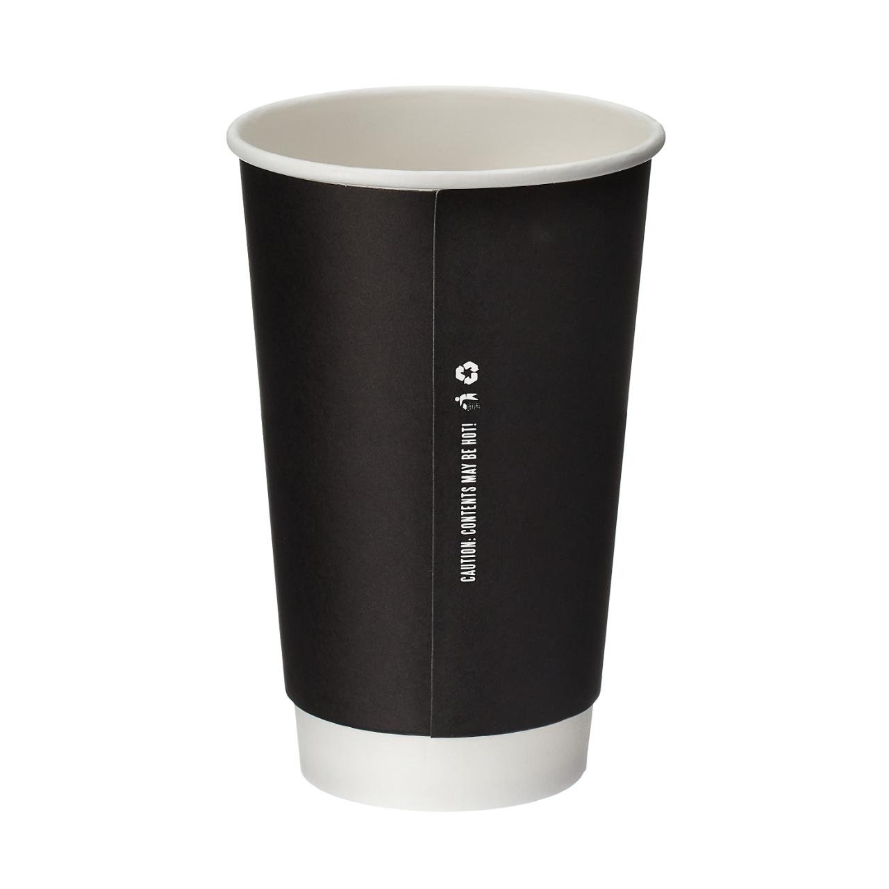 16oz Black Double Wall Hot Cup (PE Lined)