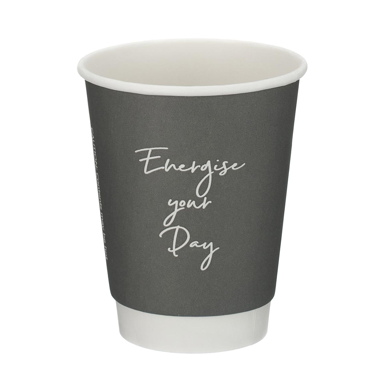 12oz Grey Double Wall Hot Cup (PE Lined)