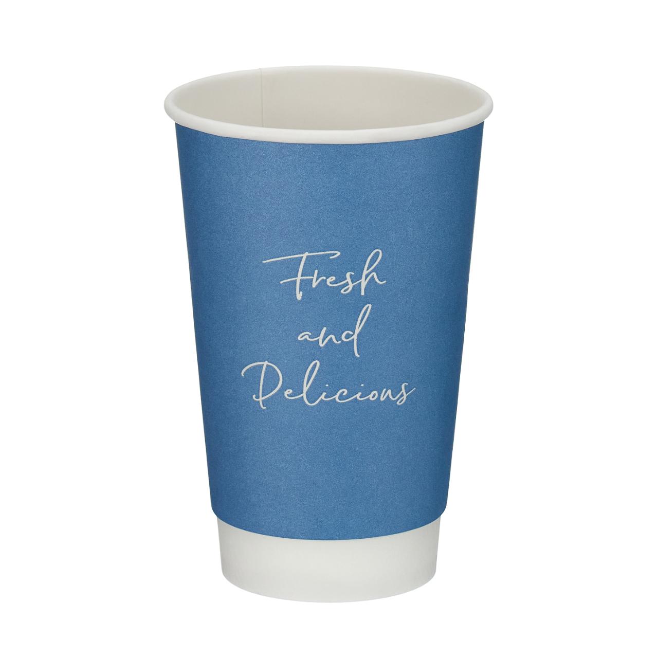 16oz Blue Double Wall Hot Cup (PE Lined)