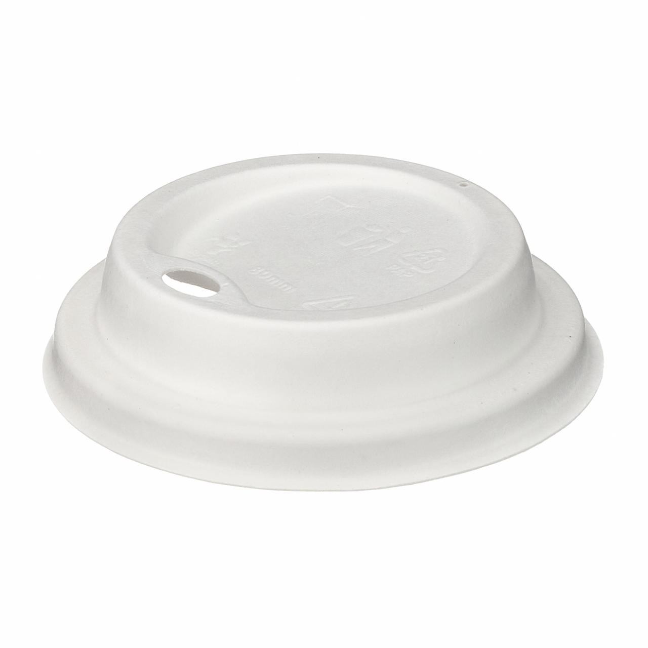 8oz White Moulded Fibre Hot Cup Sip Lid