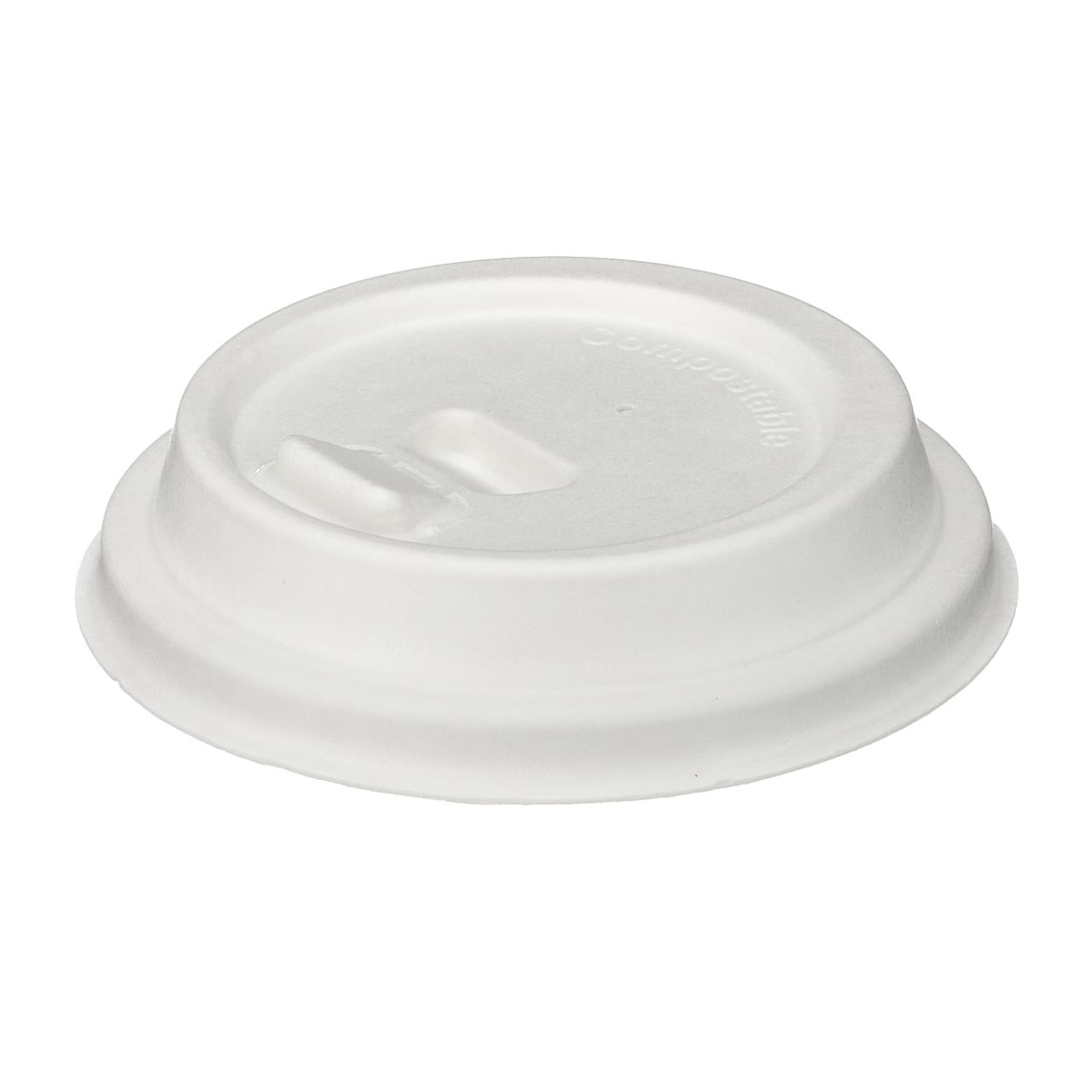 8oz White Moulded Fibre Lift & Lock Hot Cup Lid