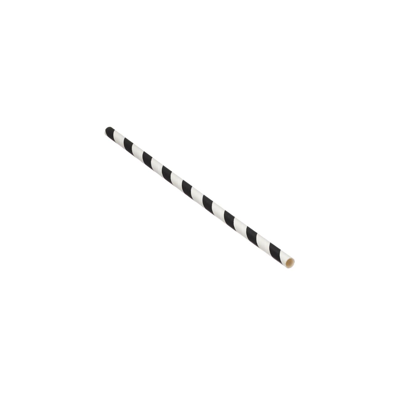 Black Striped Paper Straw