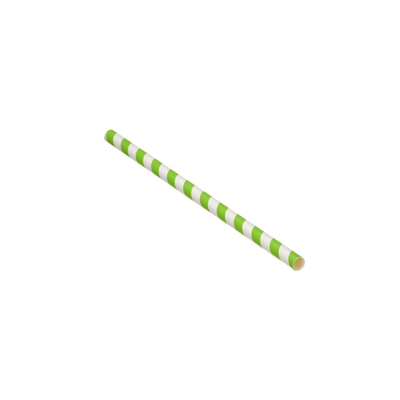 Lime Striped Paper Straw