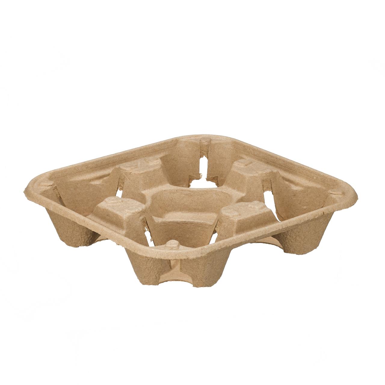 Paper Pulp Four Cup Carry Tray