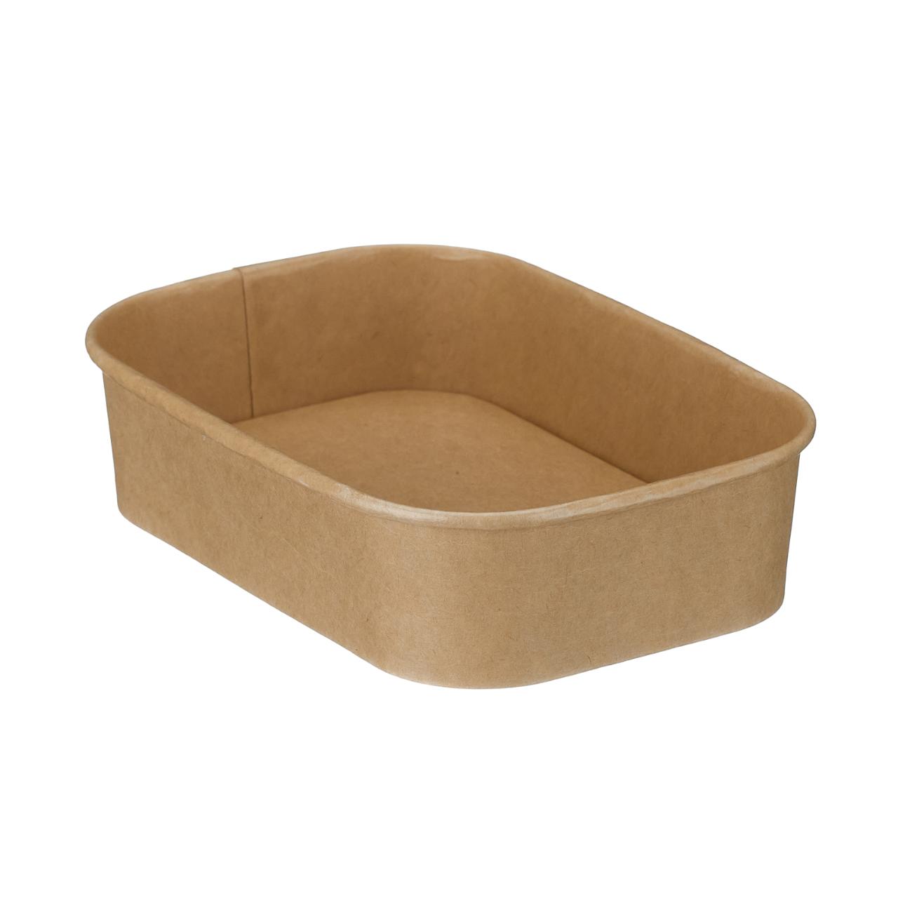 500ml Kraft Rectangular Bowl (PE Lined)