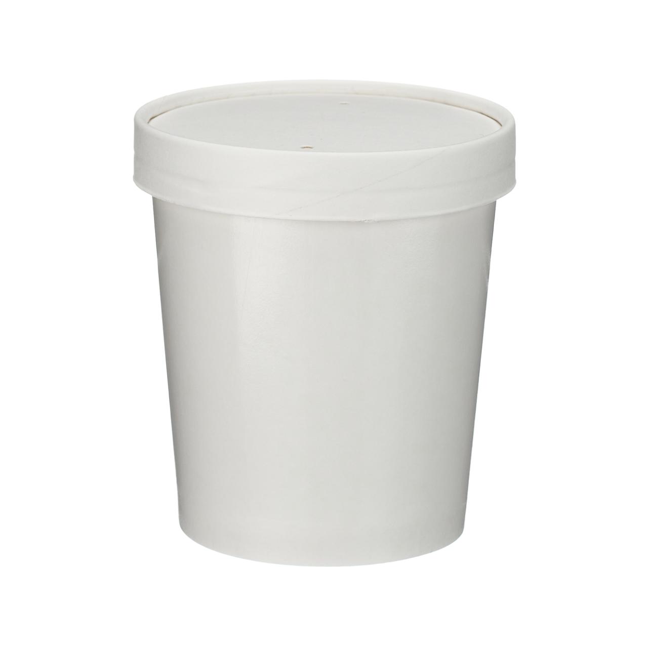 16oz witte premium soeppan / wit papieren deksel (PP gevoerd) 