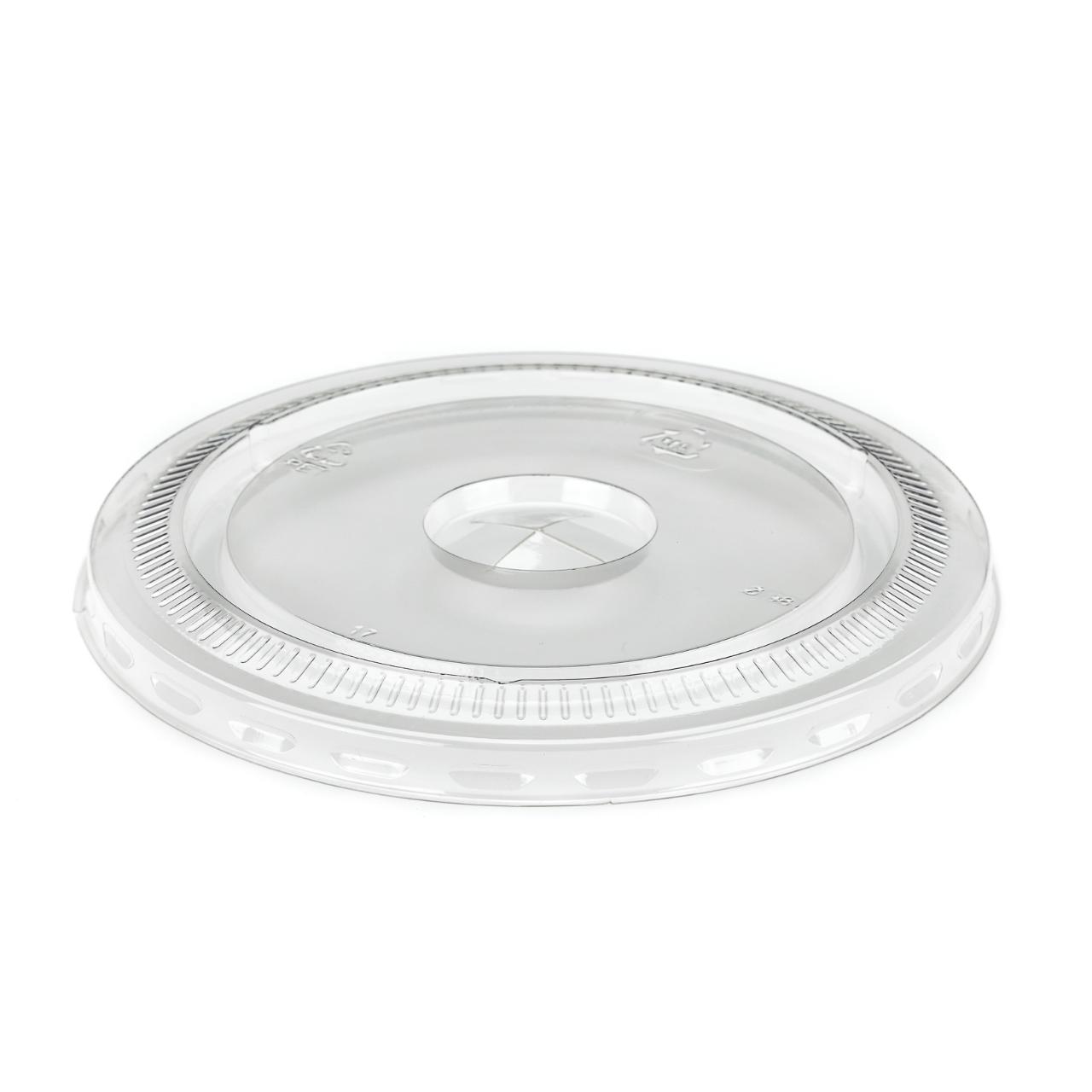 16oz Clear rPET Flat Cold Cup Lid with Straw Slot